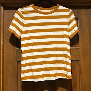 Old Navy Gold and White Striped Tee